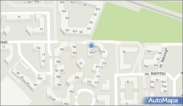 Poznań, Osiedle Stefana Batorego, 57h, mapa Poznania