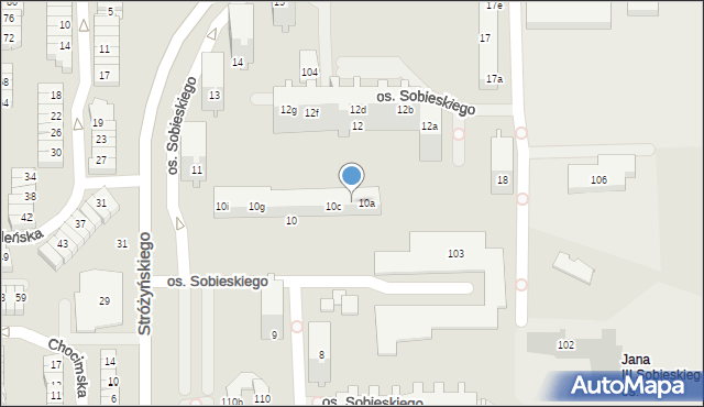 Poznań, Osiedle Króla Jana III Sobieskiego, 10b, mapa Poznania