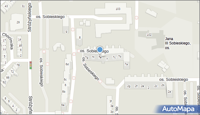 Poznań, Osiedle Króla Jana III Sobieskiego, 7e, mapa Poznania