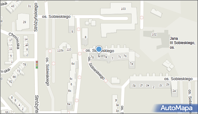 Poznań, Osiedle Króla Jana III Sobieskiego, 7f, mapa Poznania