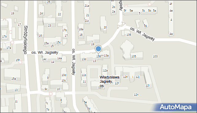 Poznań, Osiedle Króla Władysława Jagiełły, 13b, mapa Poznania