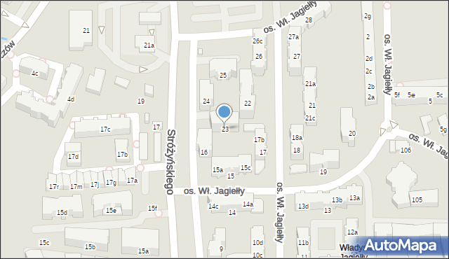 Poznań, Osiedle Króla Władysława Jagiełły, 23, mapa Poznania