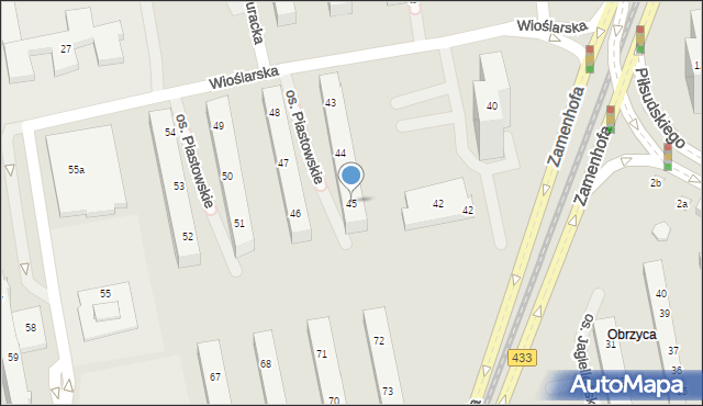 Poznań, Osiedle Piastowskie, 45, mapa Poznania