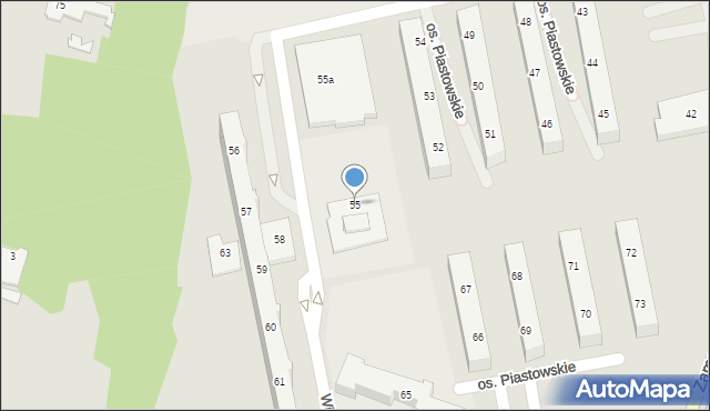 Poznań, Osiedle Piastowskie, 55, mapa Poznania