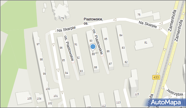 Poznań, Osiedle Piastowskie, 89, mapa Poznania