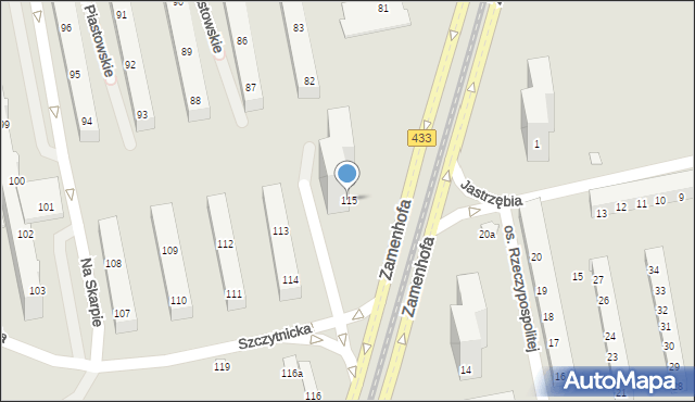 Poznań, Osiedle Piastowskie, 115, mapa Poznania
