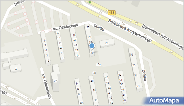Poznań, Osiedle Oświecenia, 20, mapa Poznania