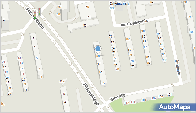 Poznań, Osiedle Oświecenia, 68, mapa Poznania