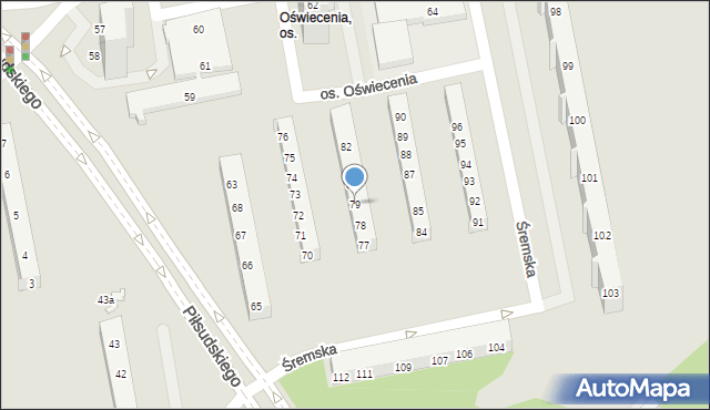 Poznań, Osiedle Oświecenia, 79, mapa Poznania