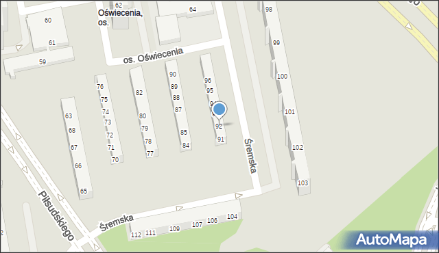 Poznań, Osiedle Oświecenia, 92, mapa Poznania