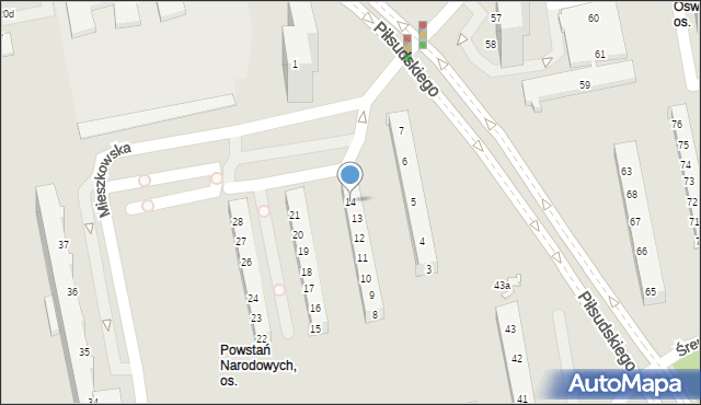 Poznań, Osiedle Powstań Narodowych, 14, mapa Poznania