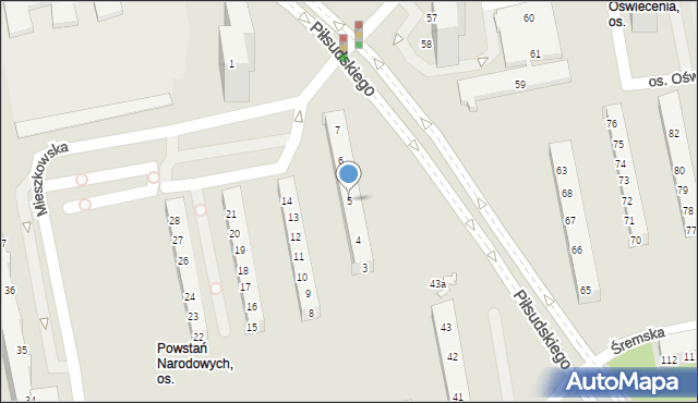 Poznań, Osiedle Powstań Narodowych, 5, mapa Poznania