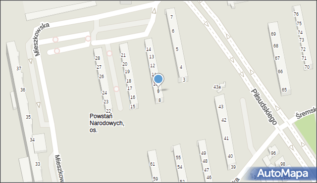 Poznań, Osiedle Powstań Narodowych, 9, mapa Poznania