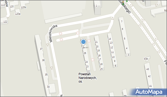 Poznań, Osiedle Powstań Narodowych, 27, mapa Poznania