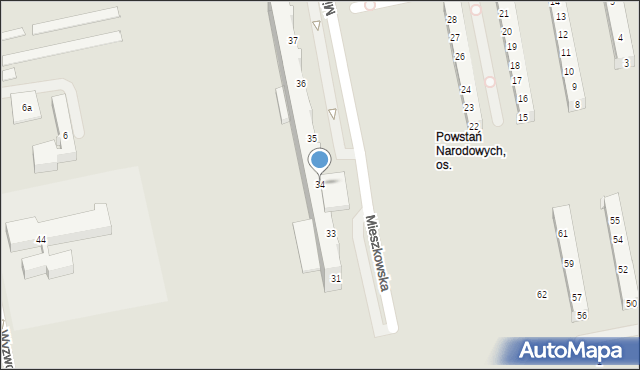 Poznań, Osiedle Powstań Narodowych, 34, mapa Poznania