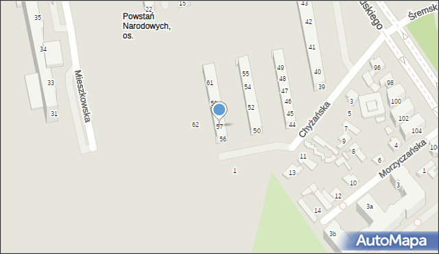 Poznań, Osiedle Powstań Narodowych, 57, mapa Poznania