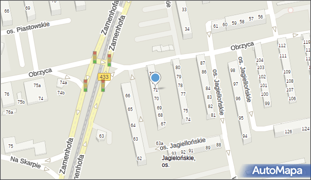 Poznań, Osiedle Jagiellońskie, 71, mapa Poznania