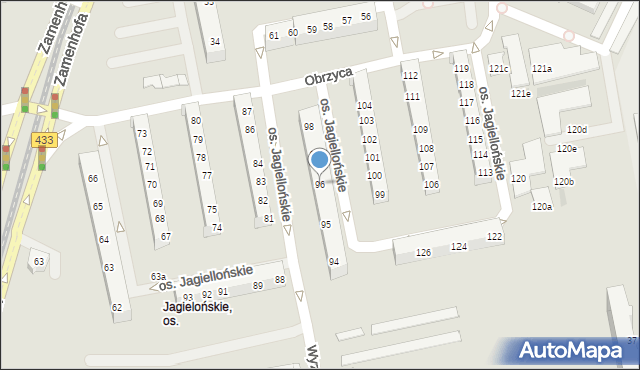 Poznań, Osiedle Jagiellońskie, 96, mapa Poznania