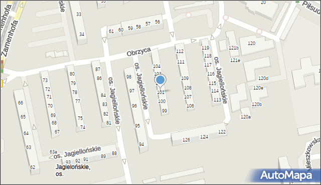 Poznań, Osiedle Jagiellońskie, 101, mapa Poznania