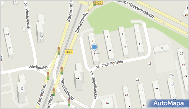 Poznań, Osiedle Jagiellońskie, 1, mapa Poznania