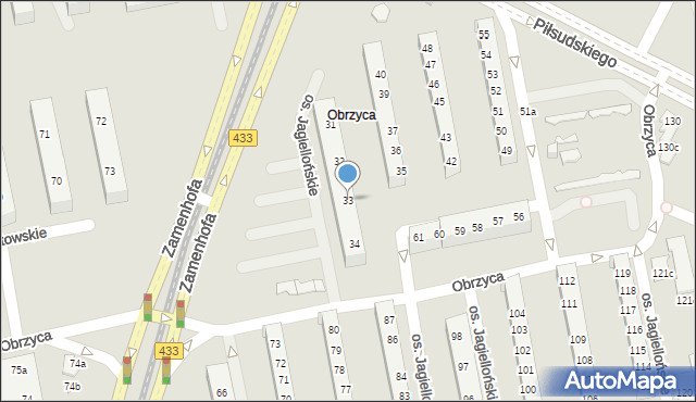 Poznań, Osiedle Jagiellońskie, 33, mapa Poznania