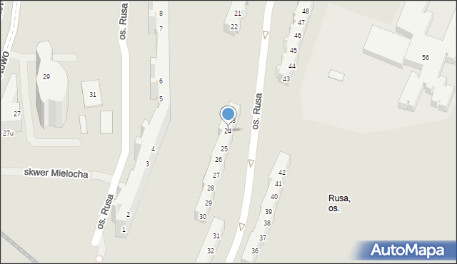 Poznań, Osiedle Rusa, 24, mapa Poznania