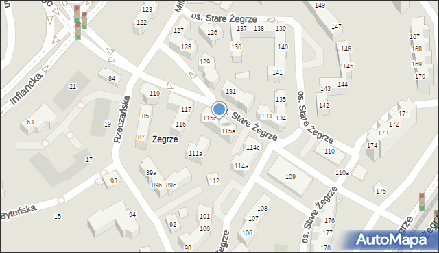 Poznań, Osiedle Stare Żegrze, 115b, mapa Poznania