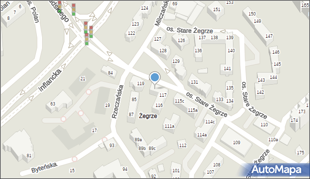 Poznań, Osiedle Stare Żegrze, 118, mapa Poznania