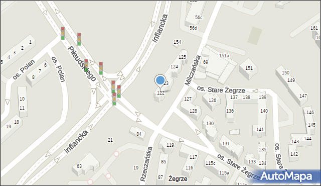 Poznań, Osiedle Stare Żegrze, 122, mapa Poznania