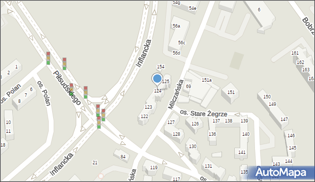 Poznań, Osiedle Stare Żegrze, 124, mapa Poznania