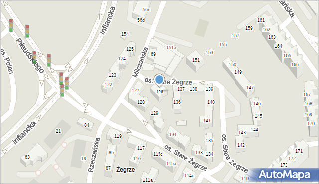 Poznań, Osiedle Stare Żegrze, 126, mapa Poznania