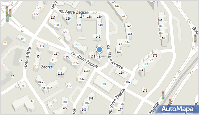 Poznań, Osiedle Stare Żegrze, 134, mapa Poznania
