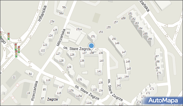 Poznań, Osiedle Stare Żegrze, 138, mapa Poznania