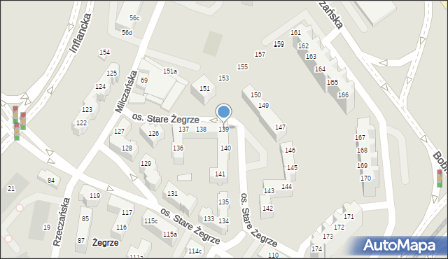 Poznań, Osiedle Stare Żegrze, 139, mapa Poznania