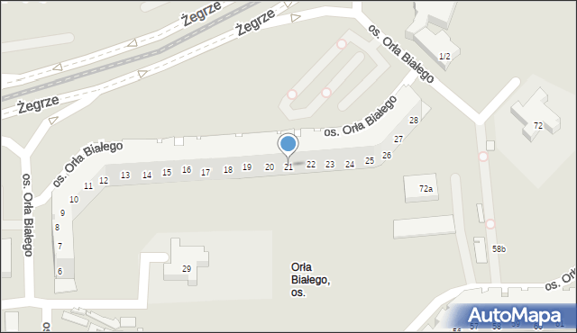 Poznań, Osiedle Orła Białego, 21, mapa Poznania