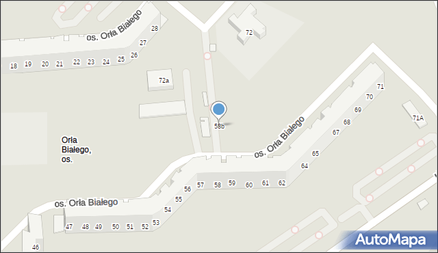 Poznań, Osiedle Orła Białego, 58b, mapa Poznania