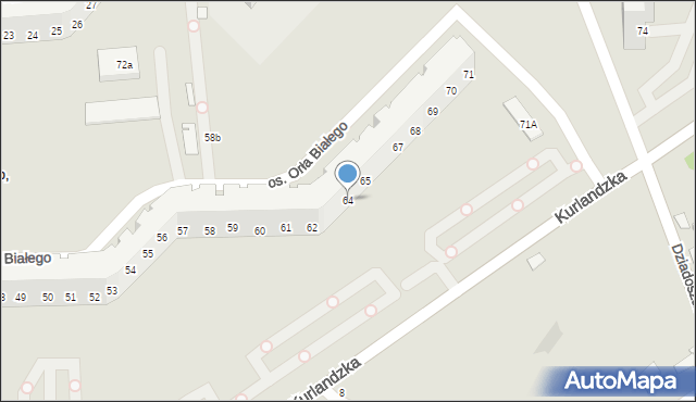 Poznań, Osiedle Orła Białego, 64, mapa Poznania