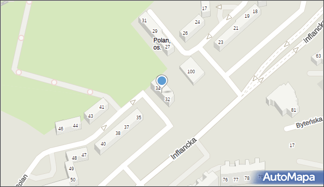 Poznań, Osiedle Polan, 33, mapa Poznania