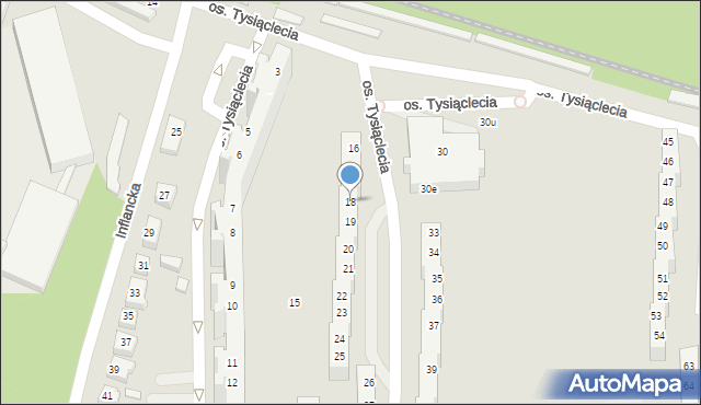 Poznań, Osiedle Tysiąclecia, 18, mapa Poznania