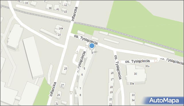 Poznań, Osiedle Tysiąclecia, 3, mapa Poznania