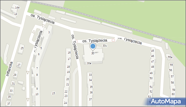 Poznań, Osiedle Tysiąclecia, 30, mapa Poznania