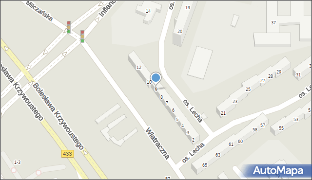Poznań, Osiedle Lecha, 9, mapa Poznania
