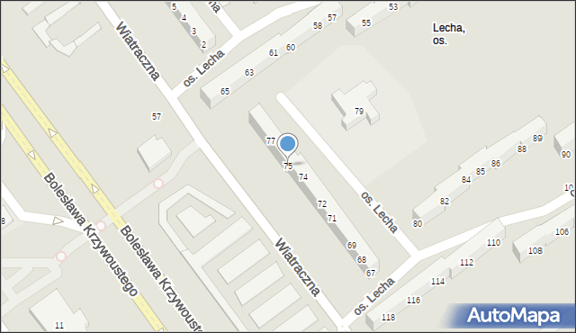 Poznań, Osiedle Lecha, 75, mapa Poznania