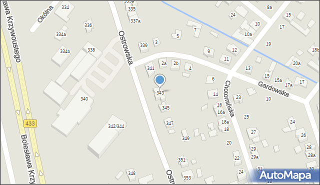 Poznań, Ostrowska, 343, mapa Poznania