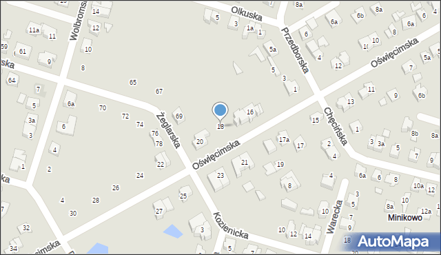 Poznań, Oświęcimska, 18, mapa Poznania