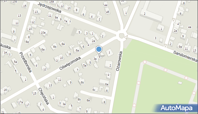 Poznań, Oświęcimska, 3, mapa Poznania