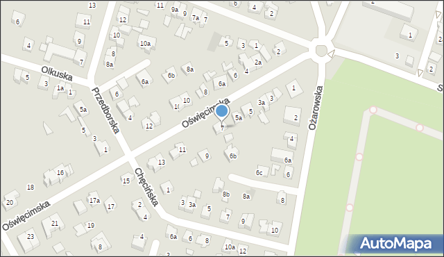Poznań, Oświęcimska, 7, mapa Poznania