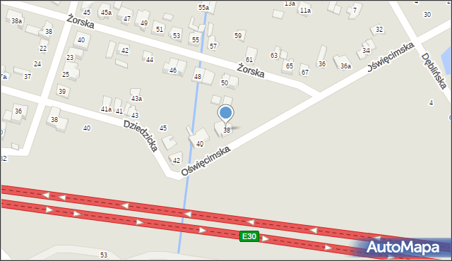 Poznań, Oświęcimska, 38, mapa Poznania