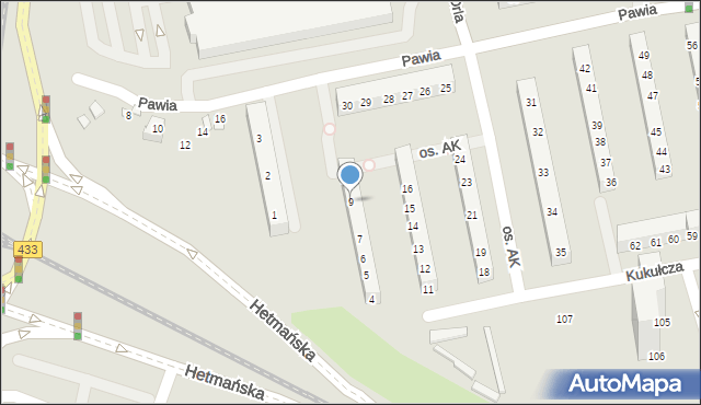 Poznań, Osiedle Armii Krajowej, 9, mapa Poznania