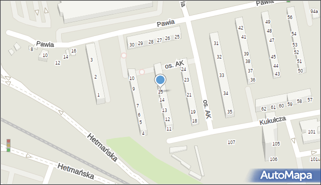 Poznań, Osiedle Armii Krajowej, 15, mapa Poznania